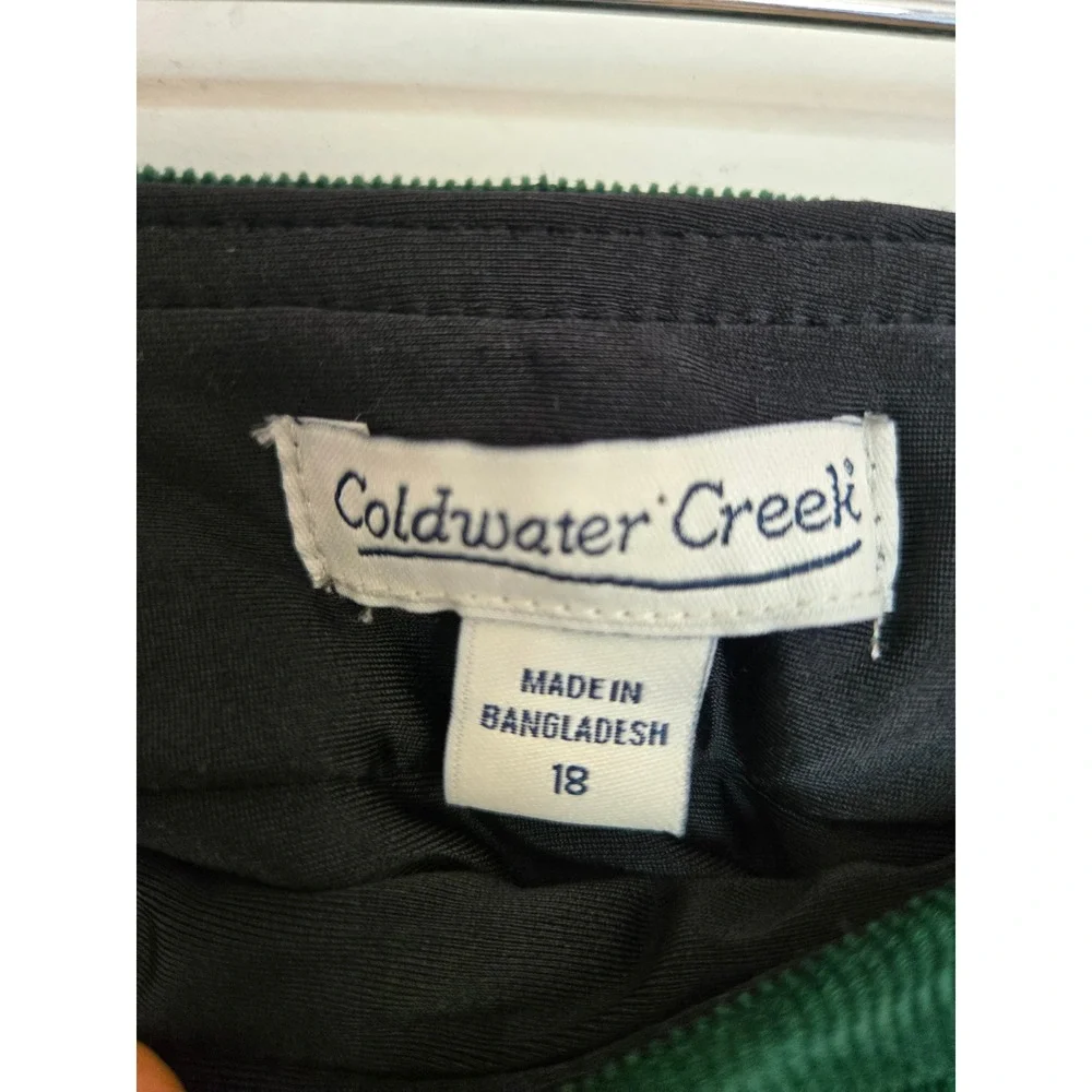 Coldwater Creek Green Stretch Corduroy Straight Leg Pants Sz 18 Academia Preppy